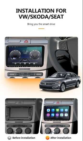 Navigatie VW, SKODA, SEAT, 8CORE, 2+32, CarPlay, MONTAJ INCLUS