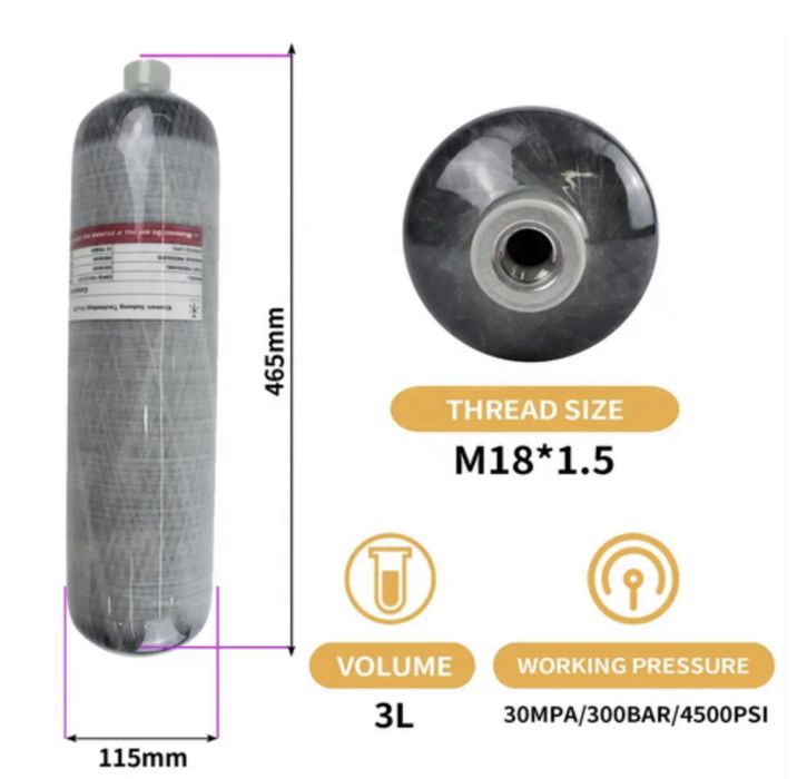 Карбонова бутилка 3L 300bar Tuxing PCP