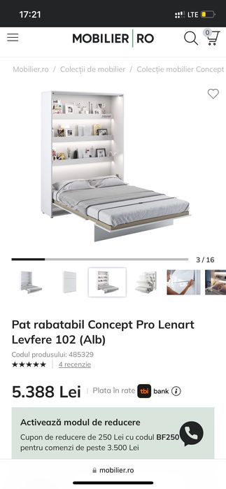 Pat rabatabil 140 x 200 Concept Pro Lenart Levfere
