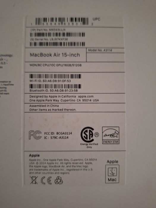 MacBook Air 15 M3 16/512GB идеал холатда!