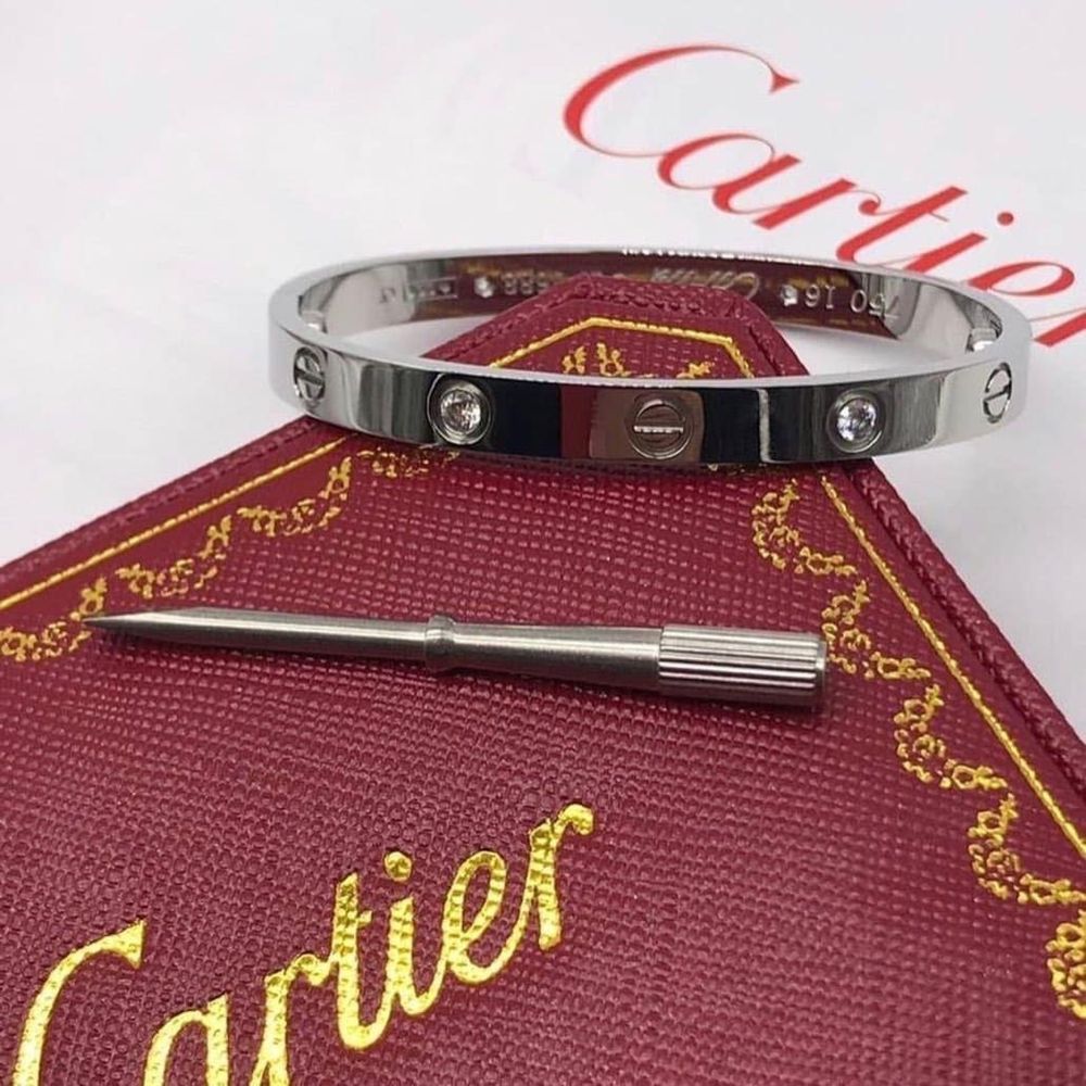 Brățară Cartier LOVE aur alb 750 cu diamante