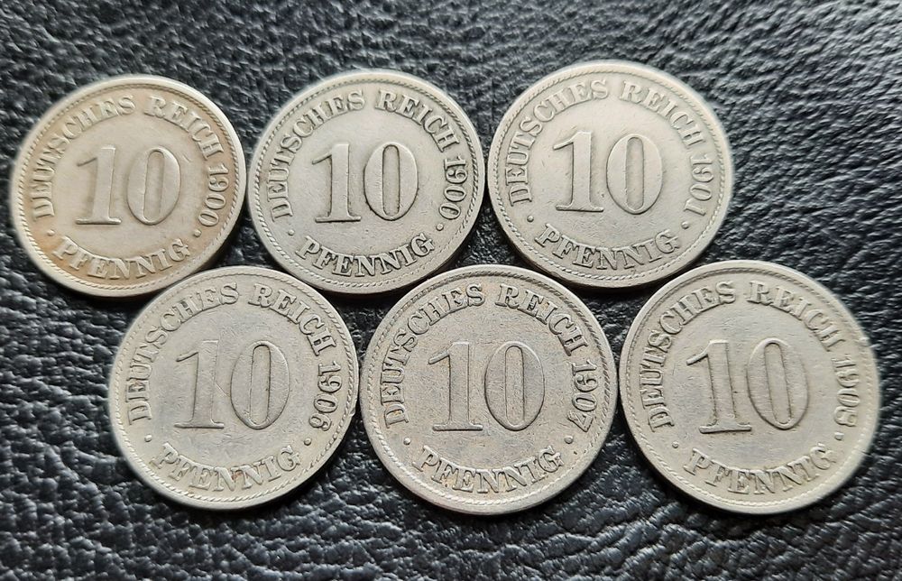 Стара монета/и 10 пфенига 1900,1901,1906,1907 и 1908 г. Германия
