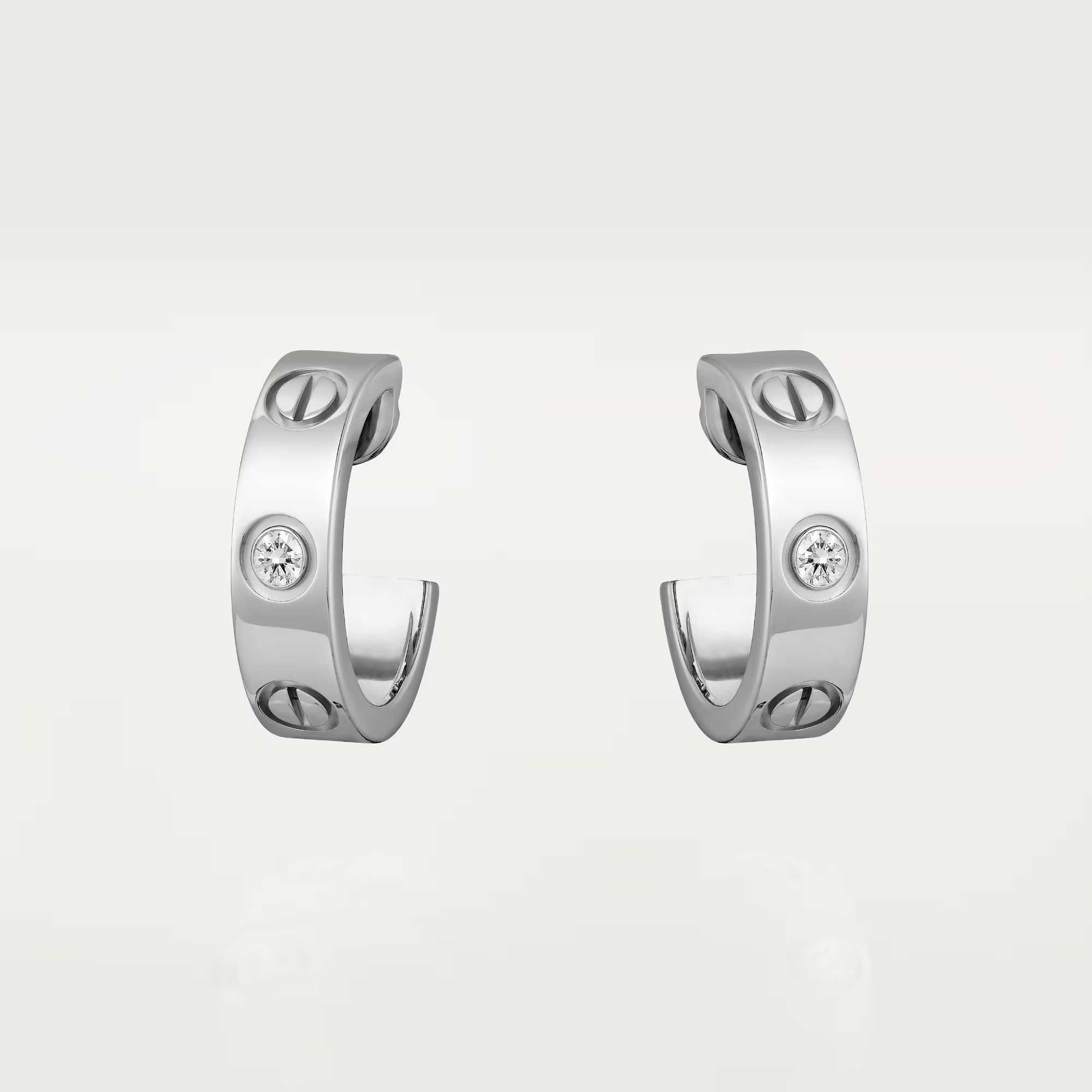 CARTIER Love Silver Hoop 2 Diamonds Small Model Дамски Обеци