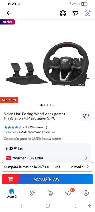 Volan gaming  PC, PS4,PS5