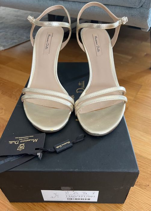 Sandale aurii de piele Massimo Dutti 37