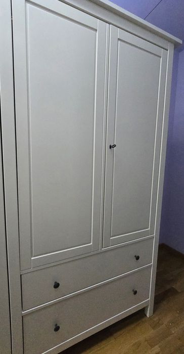 Dulap alb pentru dressing, dormitor, haine cu 2 uși și 2 sertare mari,