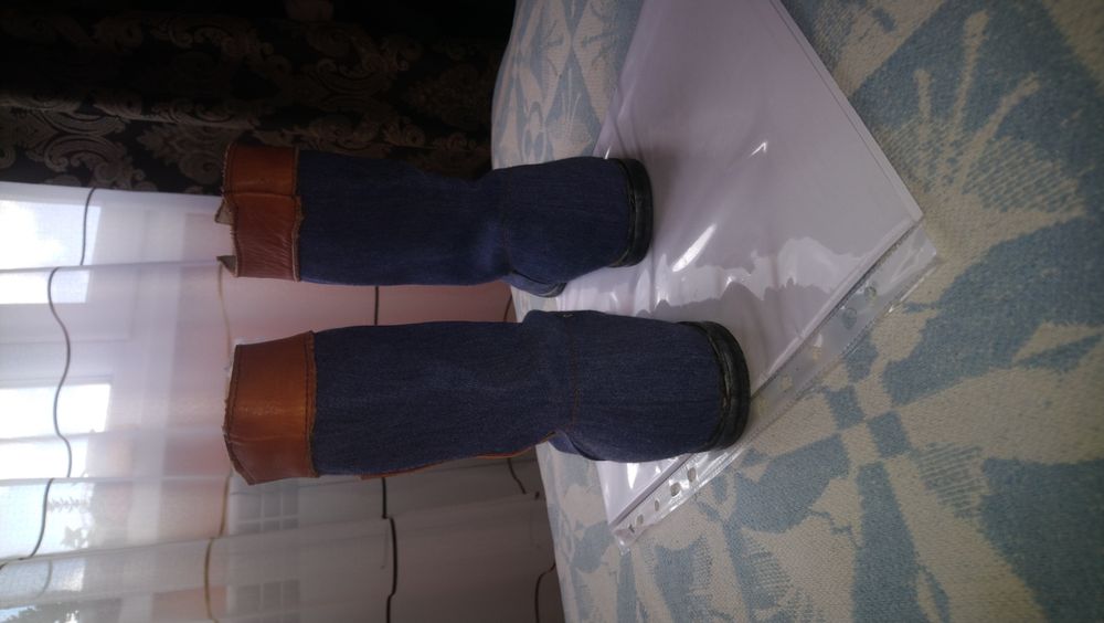 БОТИ дънкови с кожа, Български, Красиви,Оригинални.НЕобувани,ЧистоНови