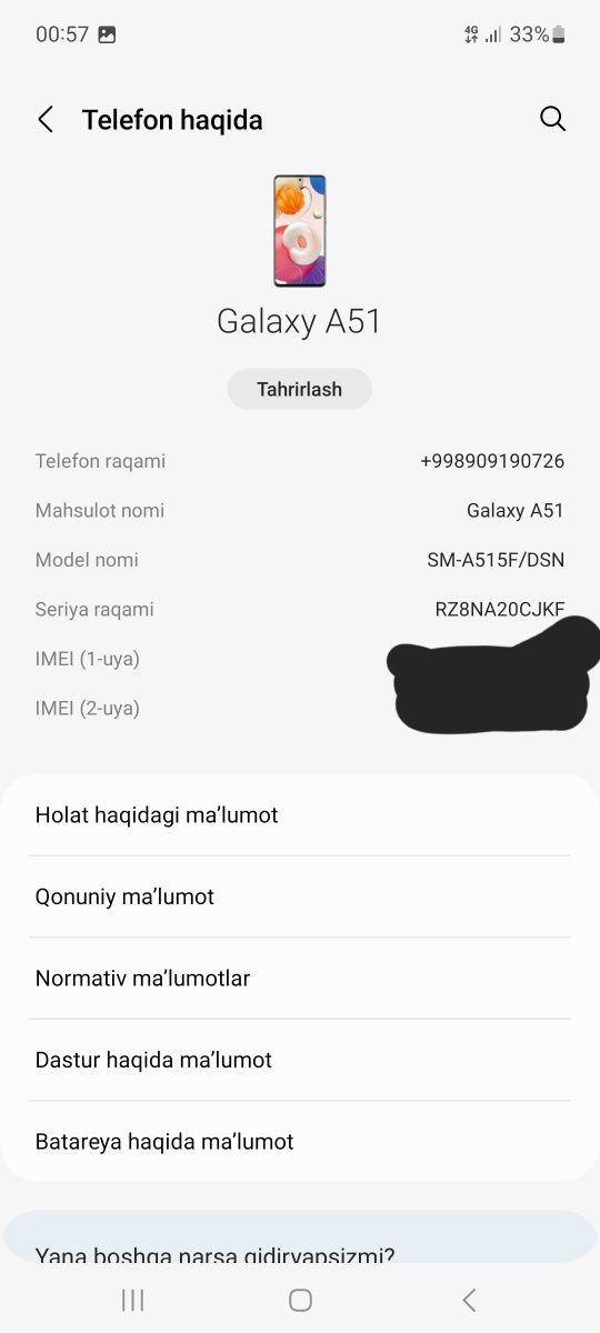 Samsung galaxy a51