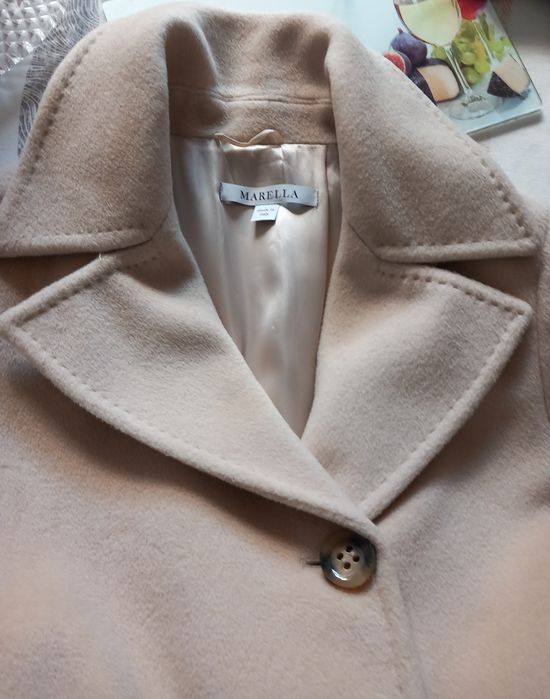 Палто Марела, Италия – вълна колекция есен–зима с кожена, лисица яка