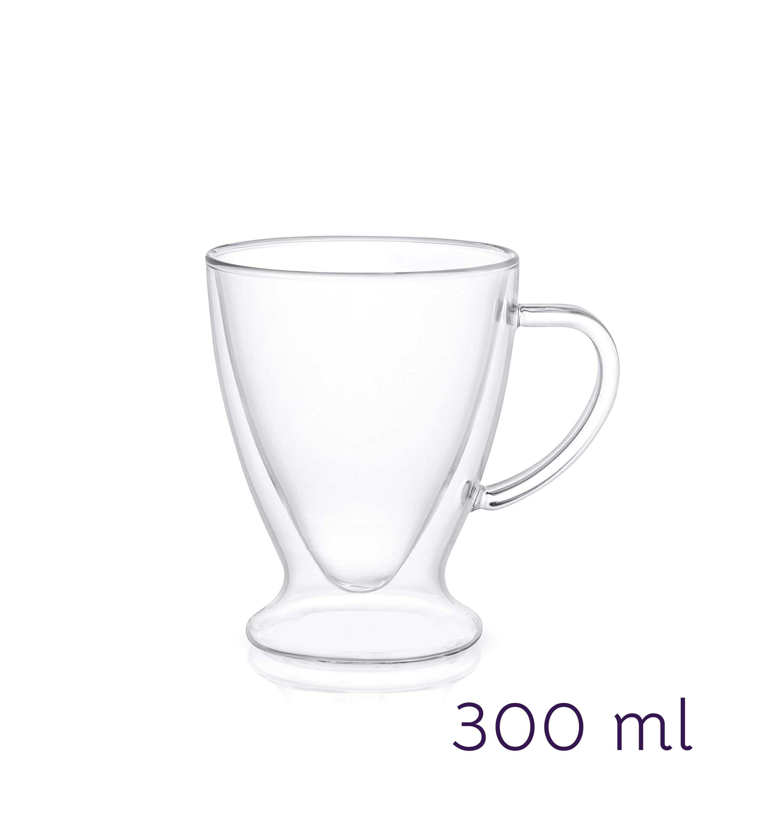 Термоустойчиви чаши с дръжка двойно дъно за кафе, чай, капучино 300 мл