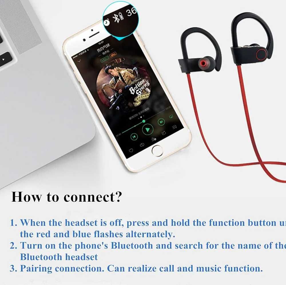 MARYAN Безжични Bluetooth Спортни слушалки IPX7 Водоустойчиви