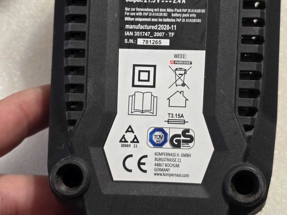 Incarcator Parkside seria X20V Team 21.2V - 2.4A, model: PLG 20 A4