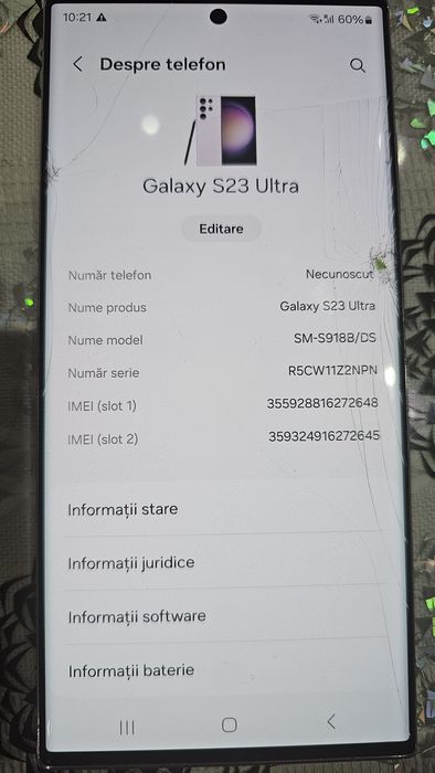 Samsung s23 ultra sticla sparta