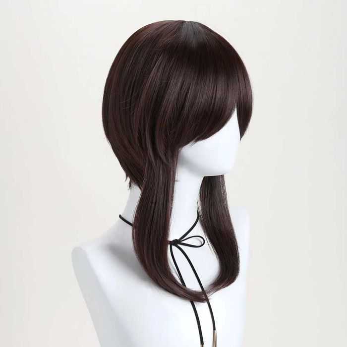 Къса кестенява асиметрична перука