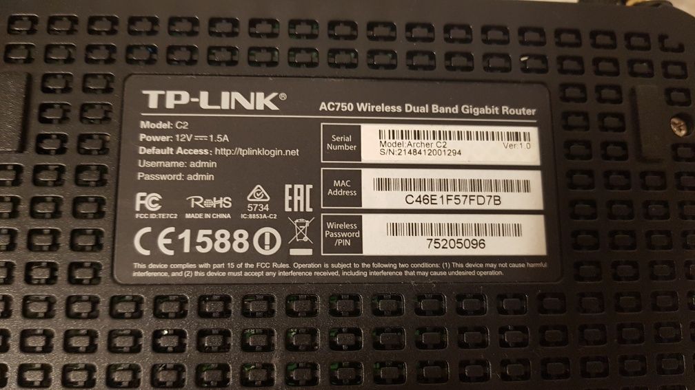 Router Gigabit TP LINK Archer C2 AC 750