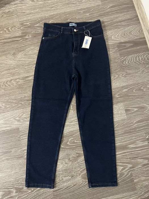 Тъмно сини дънки с висока талия, Mom Jeans