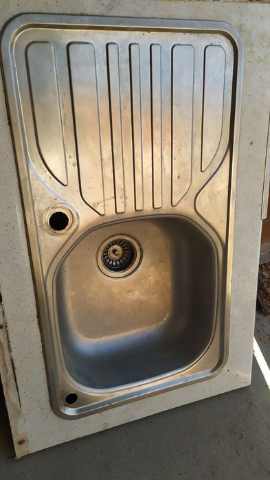 Мойка кухонная врезная со столешницей и сифоном 78х43см
