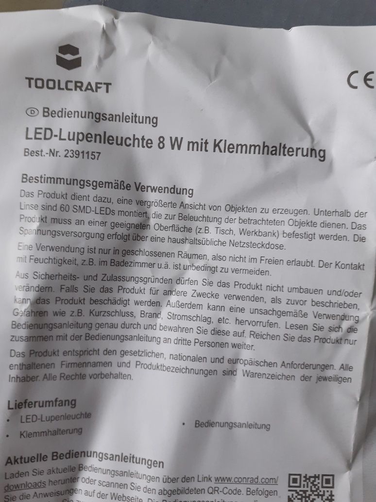 Led -lupenleuchte 8w MIT klemmhalter  Лед лампа с лупа une