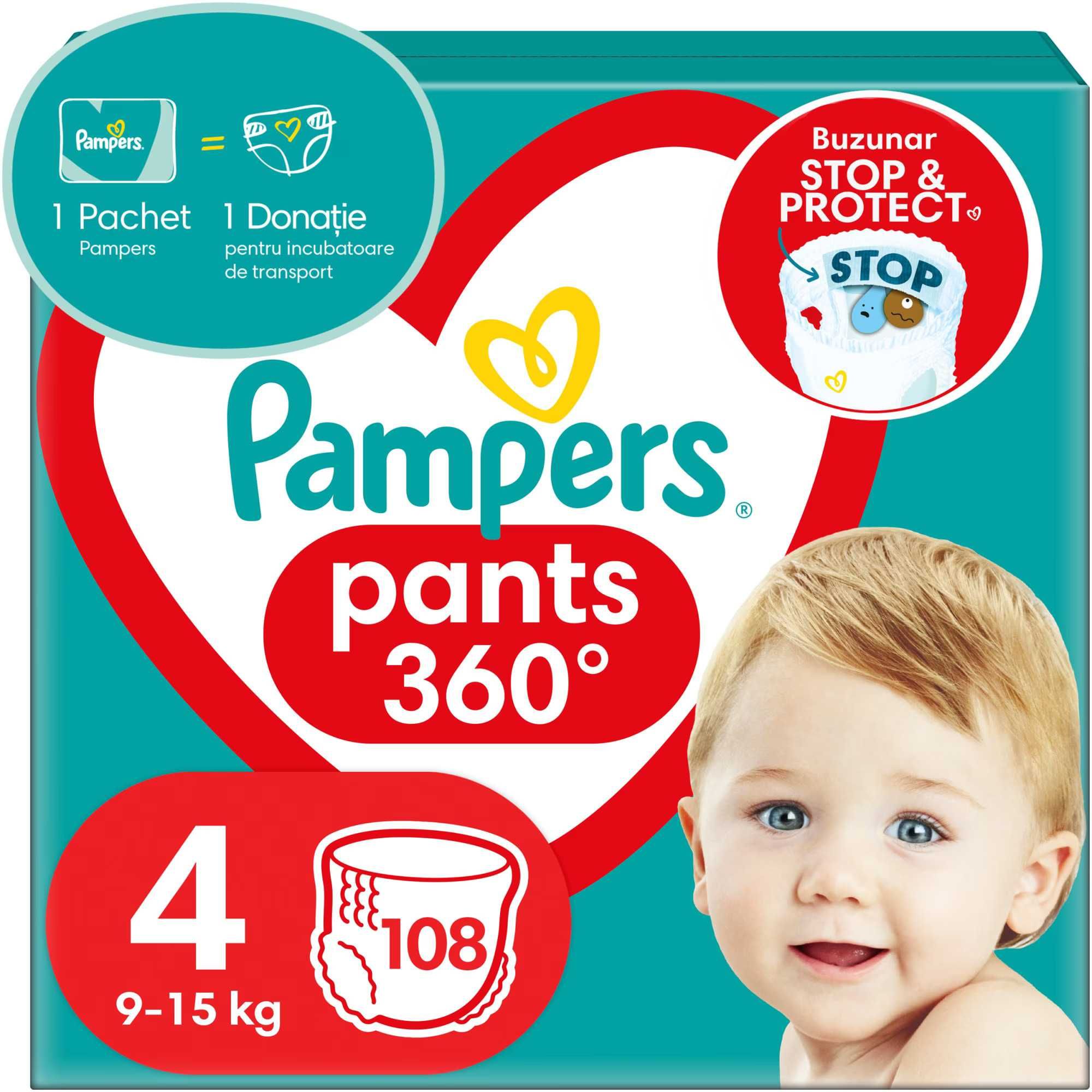 Scutece Chilotei Pampers Pants 360°, numarul 4, BAX 108 Buc 135 Lei