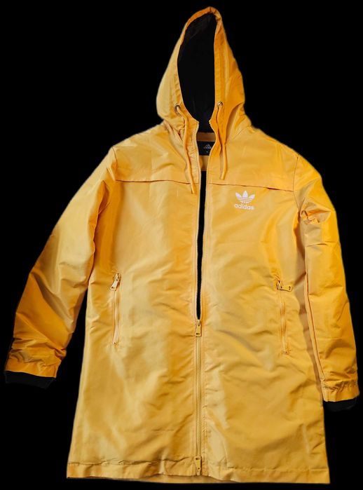 Спортно мъжко яке Adidas XL подплатено жълто с цип и качулка