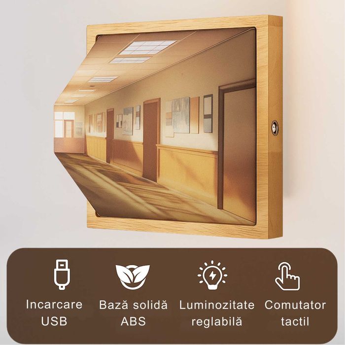 Lampa de veghe pentru perete/birou, 3D stereoscopica-efect holografic