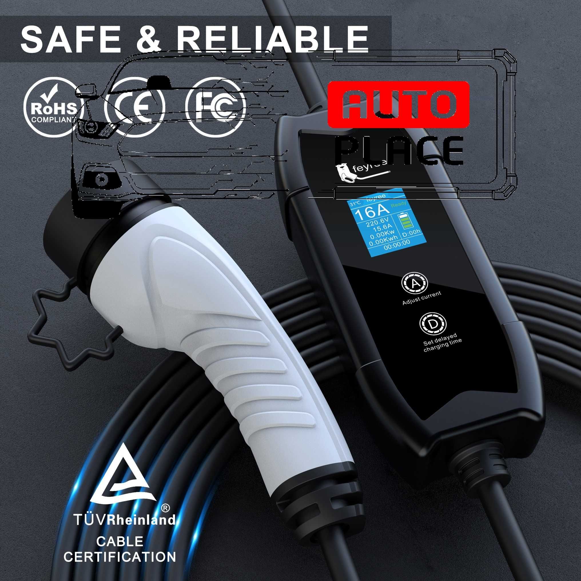 Преносимо Зарядно Feyree Cat EV-F8 Type 2 / 3.5kW / 8A-10A-13A-16A