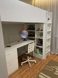 Кровать чердак Икея , IKEA, шкаф-гардероб, школьное стул-кресло, камод