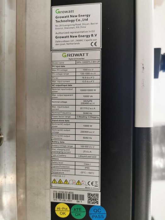 Growatt SPH10000TL3 BH-UP Трифазен хибриден инвертор