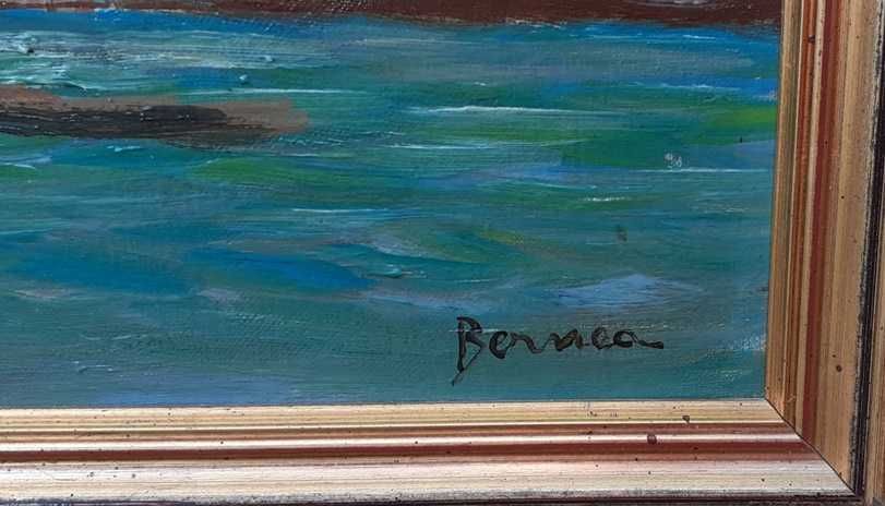 Tablou vechi - fortareata peste ape - semnat Bernea