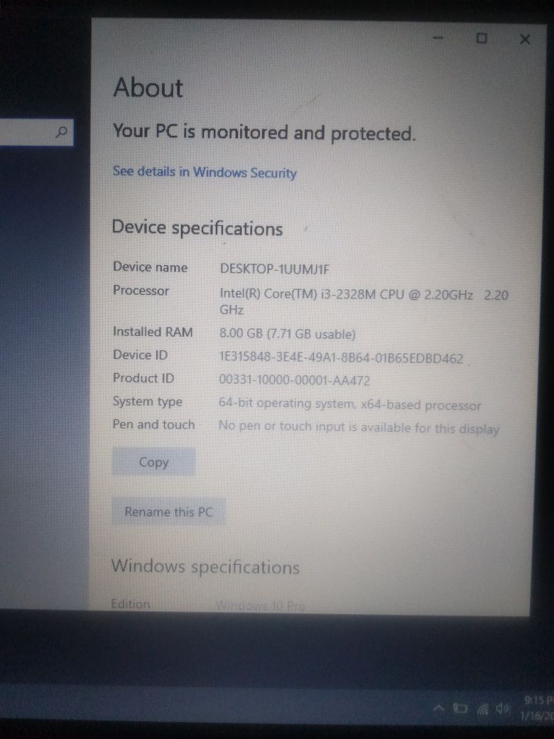 Laptop Samsung I3 8gb RAM 1TB HDD