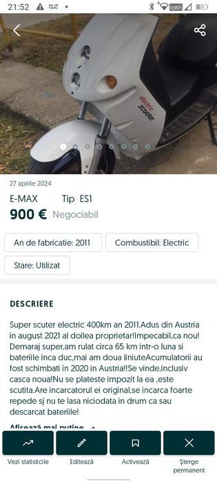 Motoscuter electric E-MAX tip ES1