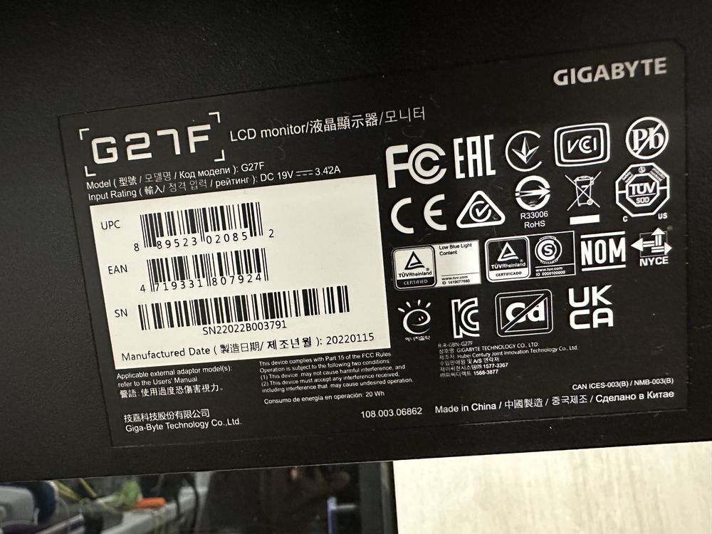 Монитор GIGABYTE G27f