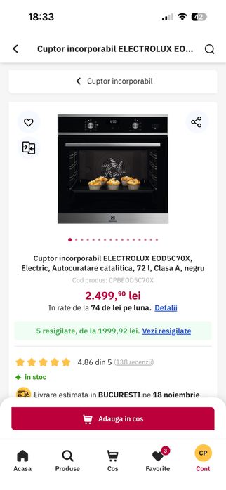 Vand electrocasnice sigilate ELECTROLUX si BOSCH -Black Friday