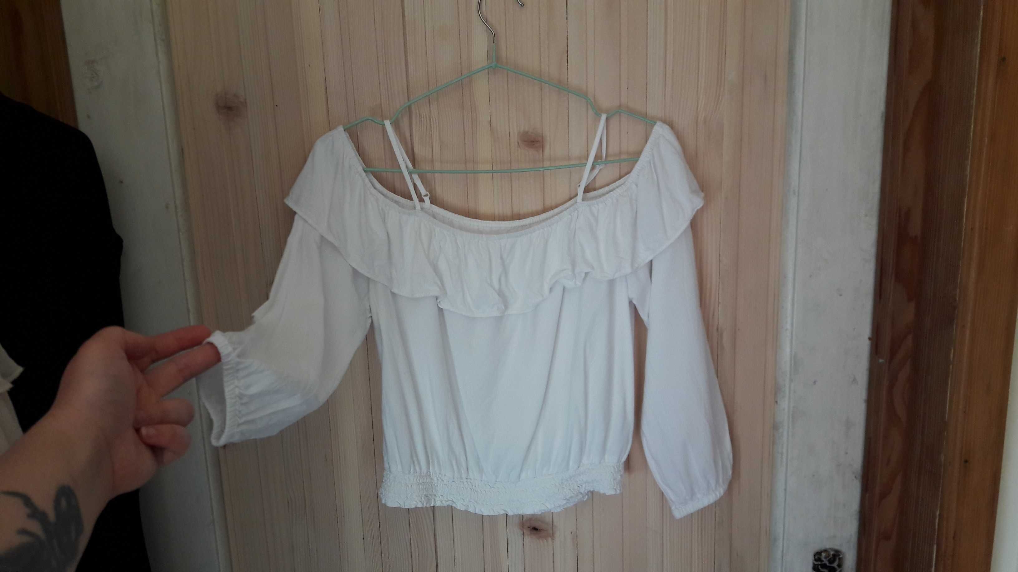 bluza bluzita 158 164 vara fete femei XS H&M HM scurta top sexy alba