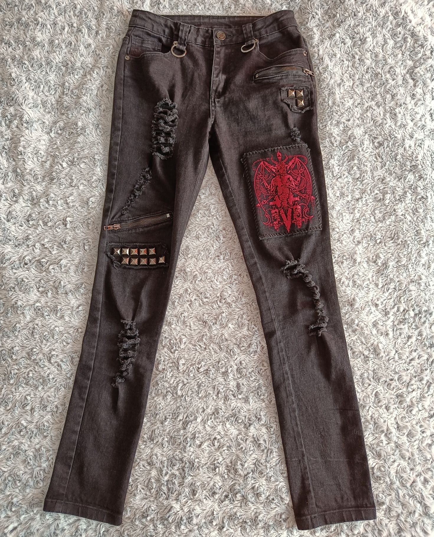 Blugi skinny stil punk rock, Killstar, Forsaken Jeans