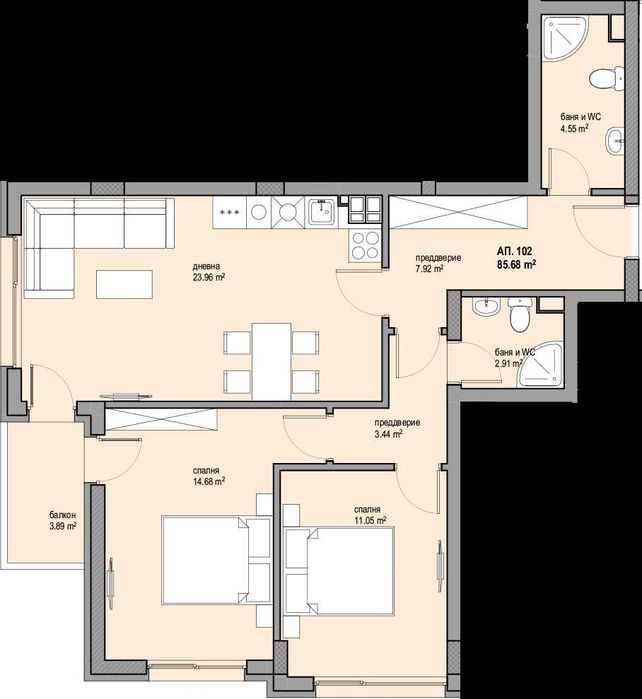 Продава се Тристаен апартамент в София, Люлин 8 - 103 кв.м за 1598 €/кв.м - Снимка #1