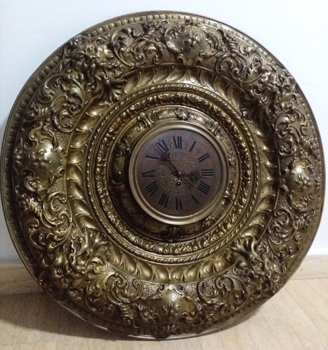 Ceas de perete antic mecanic sec 19 Lenzkirch din alama masiva lucrătu