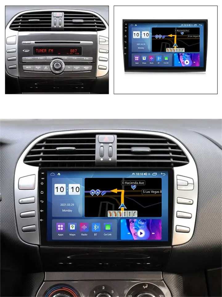 Navigatie Android 13 Fiat Bravo 2007 - 2016 1/8 Gb Waze CarPlay Montaj