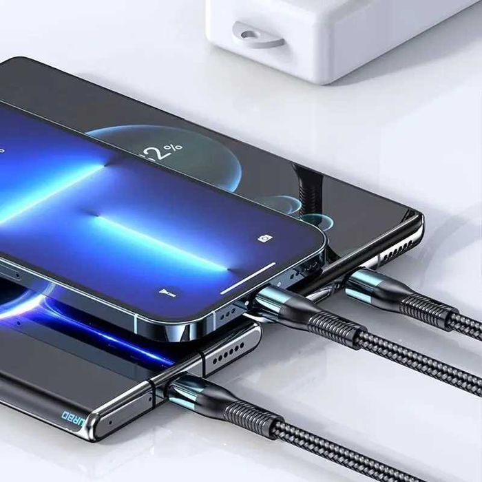 Комбиниран кабел за зареждане KADIXI 3x1 USB-Lightning Cable-USB Тип C