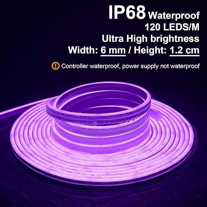 20M RGB LED неонови въжени светлини за открито, IP68 WiFi