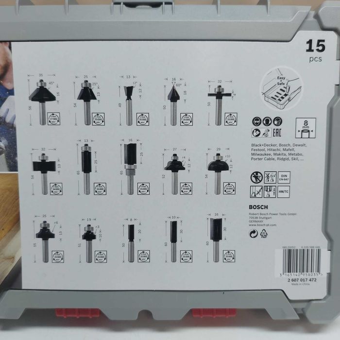 К-кт фрезери Bosch за оберфреза 8 mm 15 части