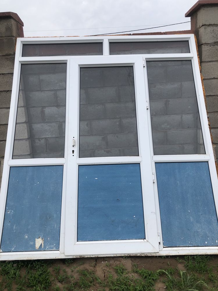 Пластиковая двери с окнами