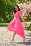 Rochie fuchsia midi asimetrica in clos cu volanase - StarShinerS