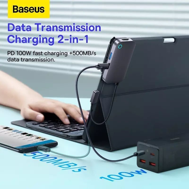 Baseus Hub Концентратор 6тв 1 с поддержкой быстрой зарядки 100W