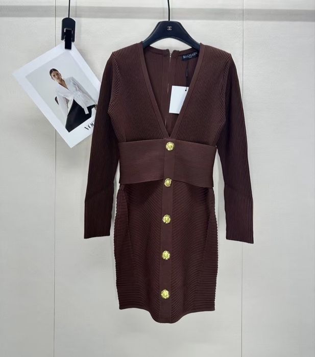 Рокля Balmain кожена