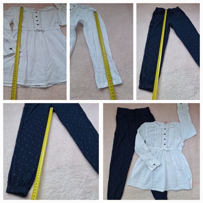 Set scoala 110-116-122 fetite 5-6-7 ani fusta si camasa bluza rochie