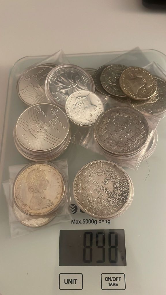 Colecție rară monede argint - Italia, Franța, Canada, SUA