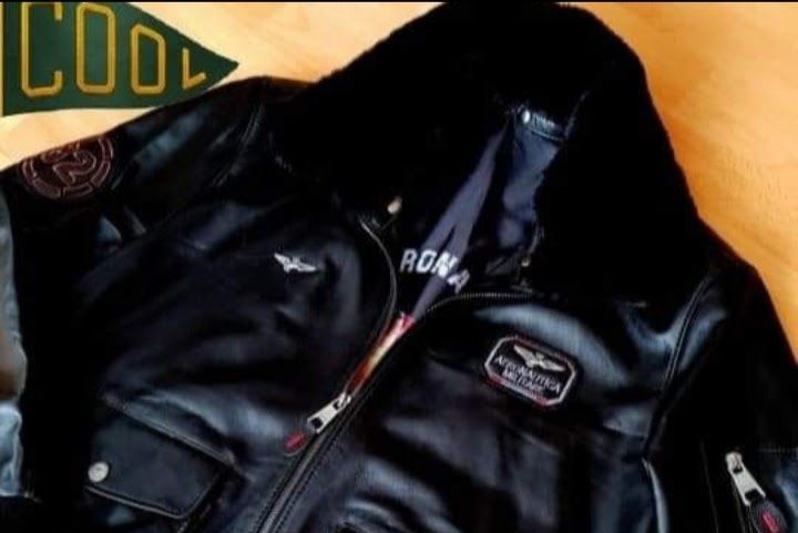 Geaca Aeronautica Militare (tip Aviator) piele naturala 100%,Italia
