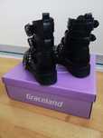 Bocanci ghete dama negre cu tinte moto rock