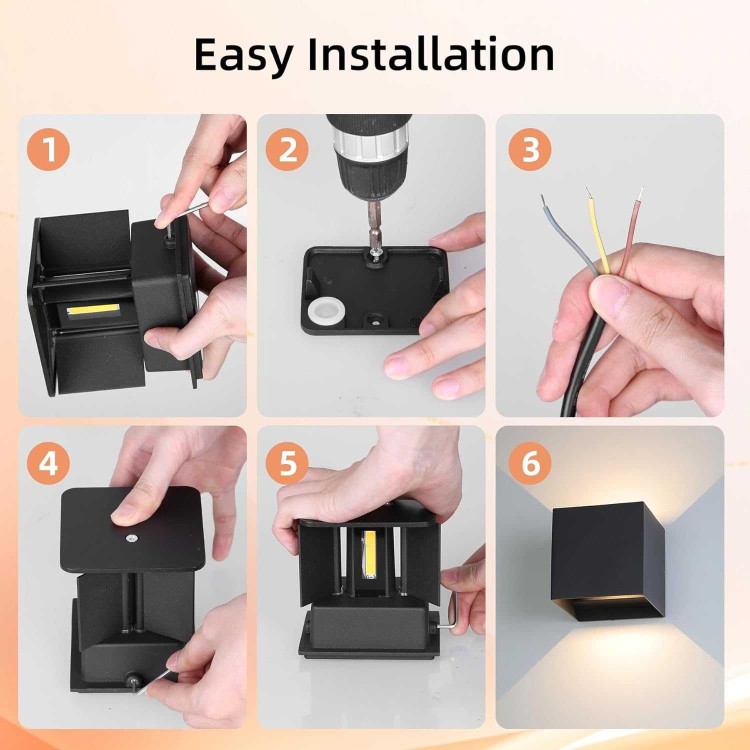 Водоустойчива LED лампа, аплик, 12W IP65, 3000К, черна